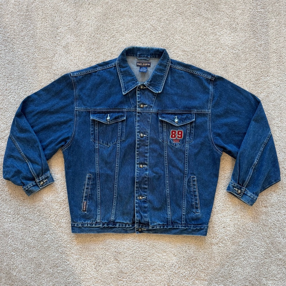Vintage Paco Jean Co Embroidered Denim Jacket Men Size XL